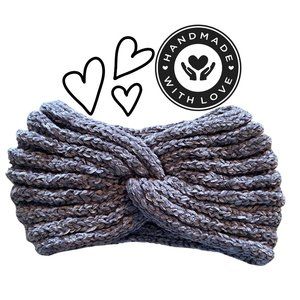 Beautiful Handmade Crochet Twist Headband – Charcoal Grey
